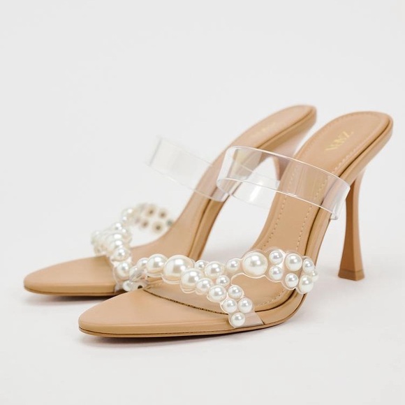 ZARA HEELED VINYL SANDALS WITH FAUX PEARLS - Picture 2 of 10